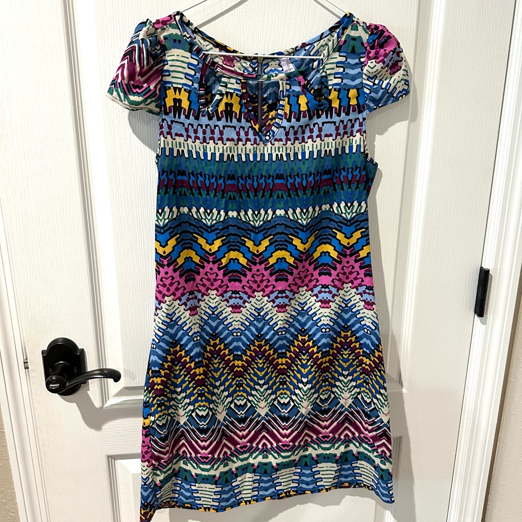 Anthropologie Ayla Abstract Art Print Cutout Dress Sz M
